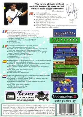 Sampras Tennis 96 (Europe) (J-Cart) box cover back